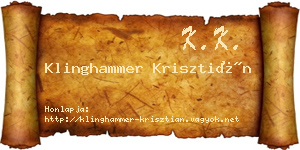 Klinghammer Krisztián névjegykártya